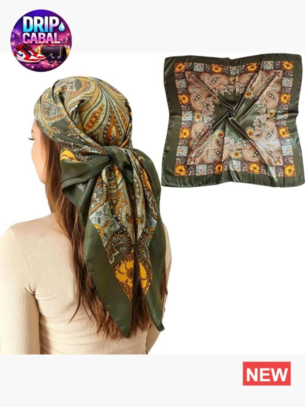 35" Satin Silk Like Hair Scarf Bandana for Women Head Wrap Purse Scarf
